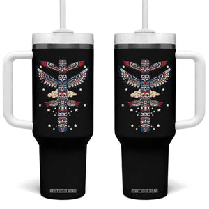 Native American Totem Pole Tumbler With Handle Pacific Northwest Indigenous Tribal