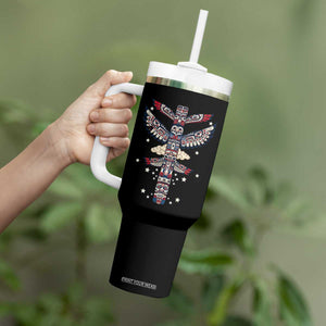 Native American Totem Pole Tumbler With Handle Pacific Northwest Indigenous Tribal