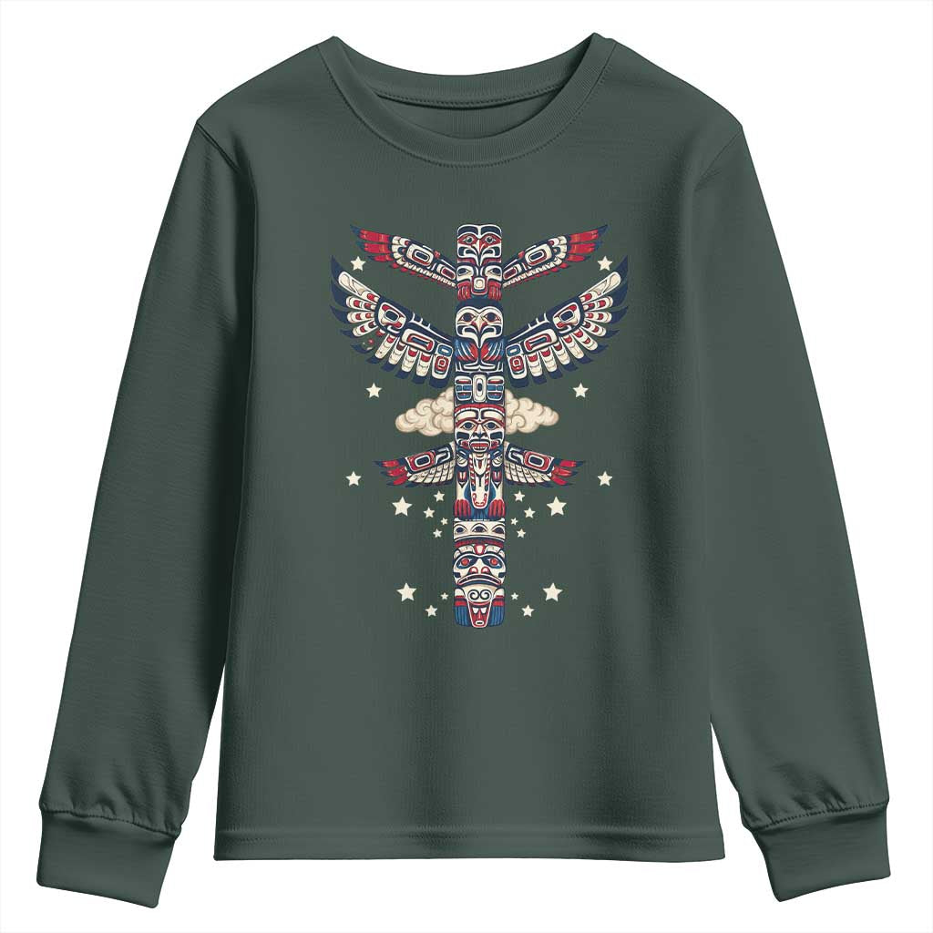 Native American Totem Pole Youth Sweatshirt Pacific Northwest Indigenous Tribal