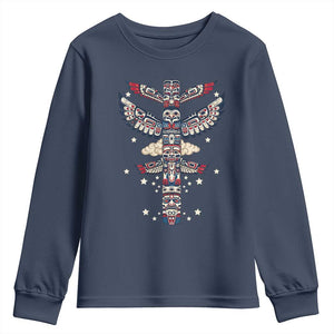 Native American Totem Pole Youth Sweatshirt Pacific Northwest Indigenous Tribal