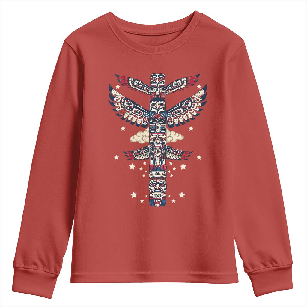 Native American Totem Pole Youth Sweatshirt Pacific Northwest Indigenous Tribal