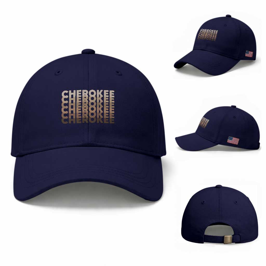 Vintage Cherokee Native Pride Stacked Typography Baseball Cap