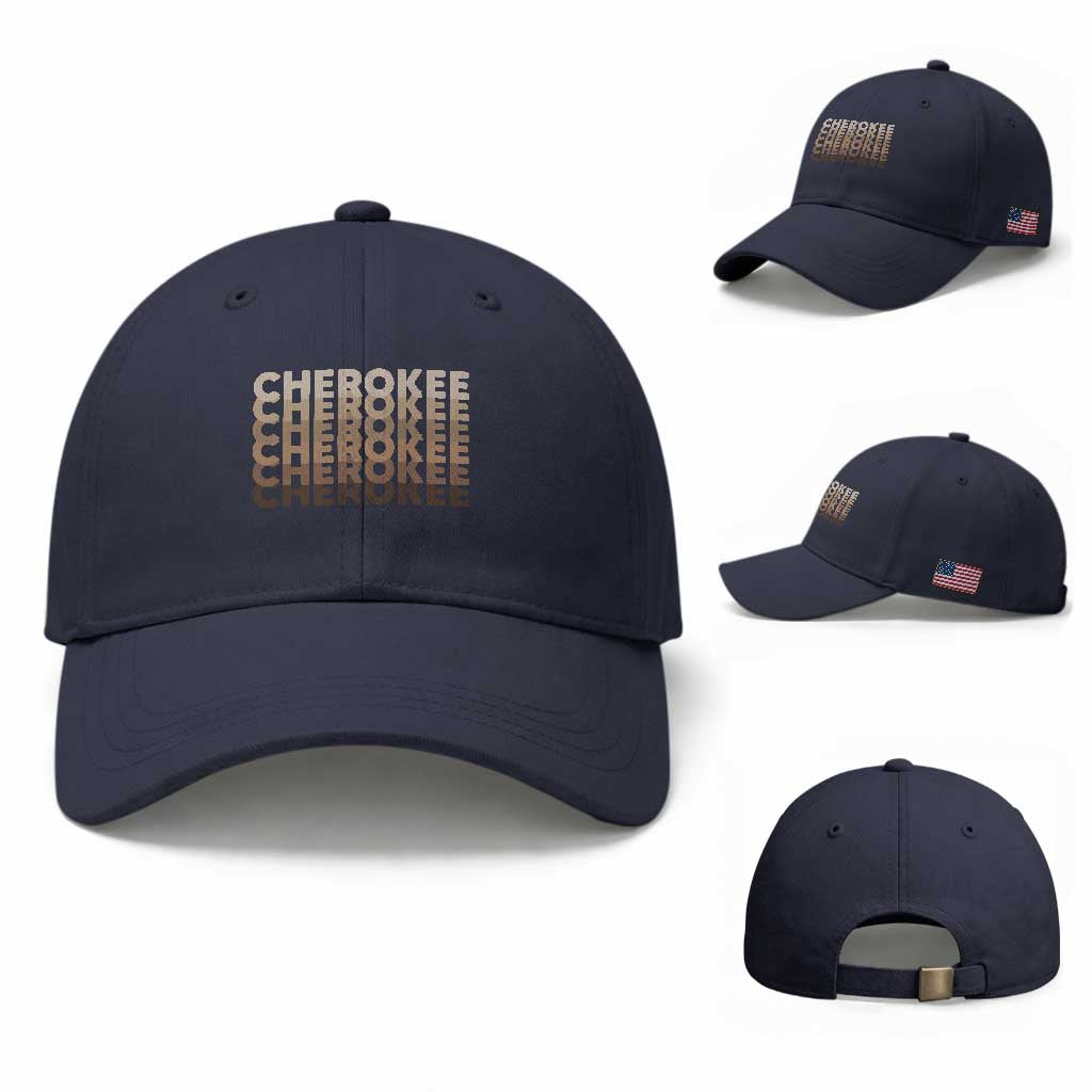 Vintage Cherokee Native Pride Stacked Typography Baseball Cap