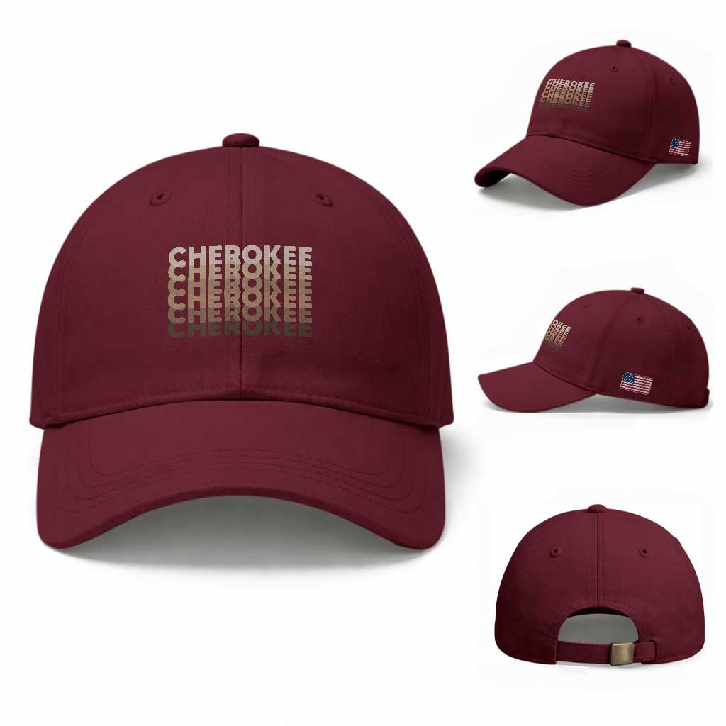 Vintage Cherokee Native Pride Stacked Typography Baseball Cap