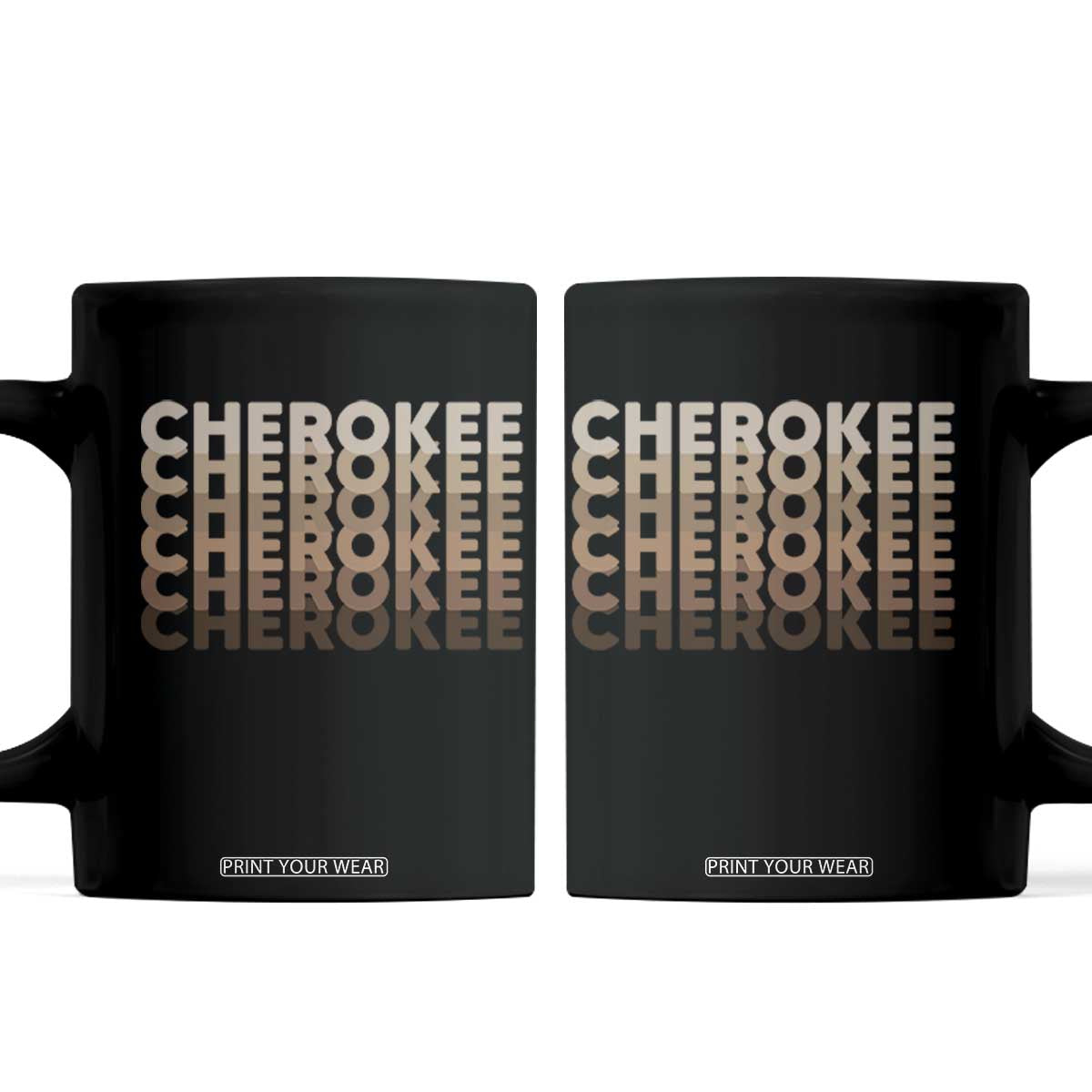 Vintage Cherokee Native Pride Stacked Typography Coffee Mug TS12 Black Print Your Wear