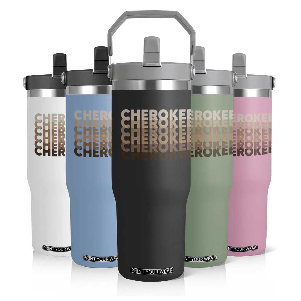 Vintage Cherokee Native Pride Stacked Typography Flip Straw Tumbler