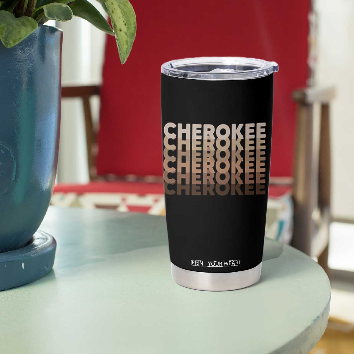 Vintage Cherokee Native Pride Stacked Typography Tumbler Cup