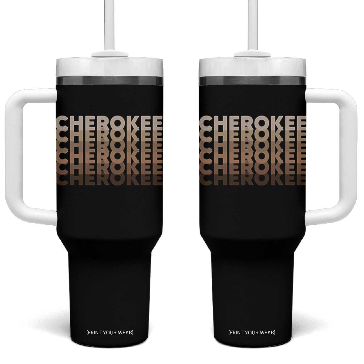 Vintage Cherokee Native Pride Stacked Typography Tumbler With Handle