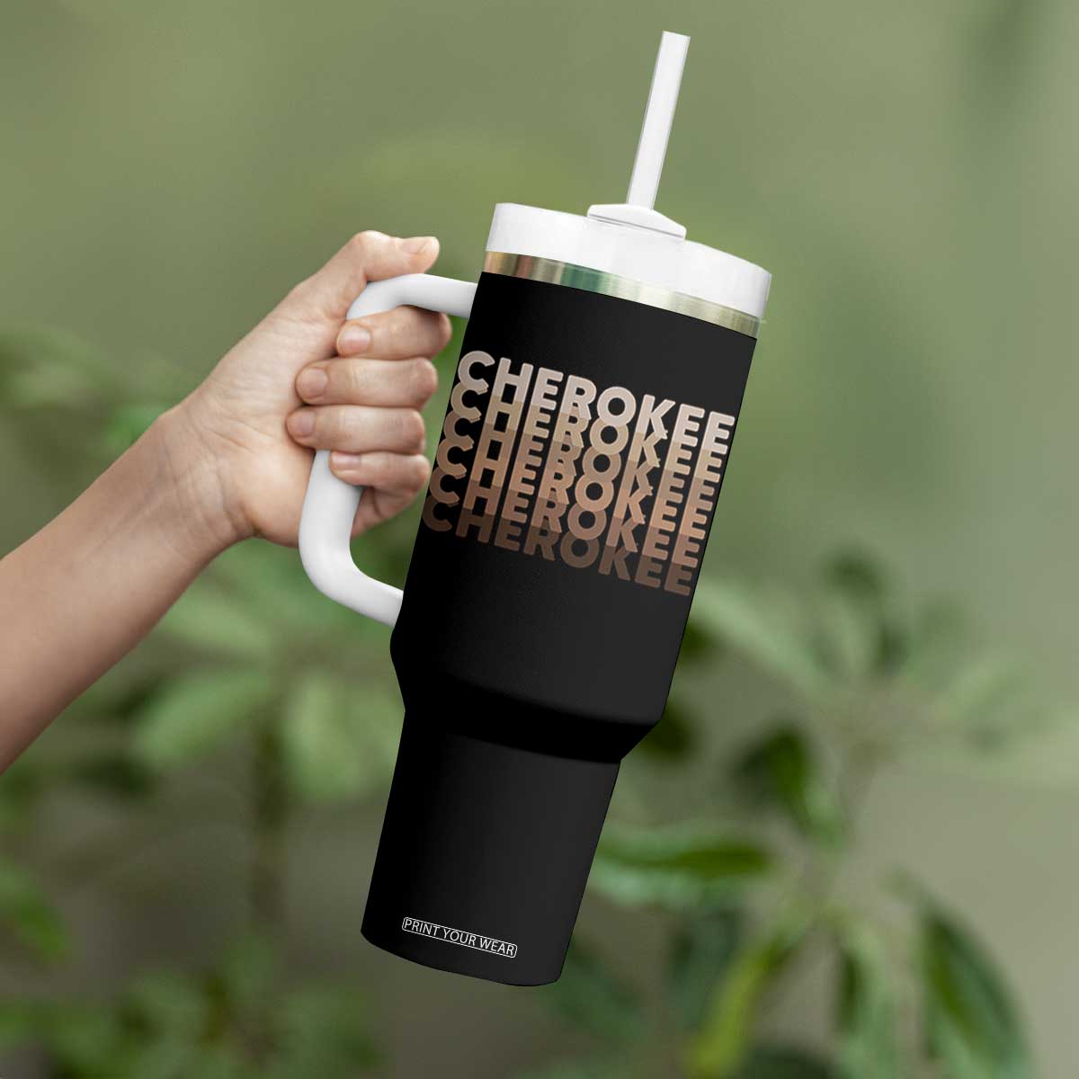 Vintage Cherokee Native Pride Stacked Typography Tumbler With Handle