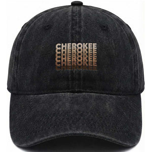 Vintage Cherokee Native Pride Stacked Typography Washed Cotton Baseball Cap