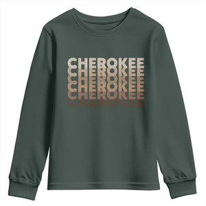 Vintage Cherokee Native Pride Stacked Typography Youth Sweatshirt