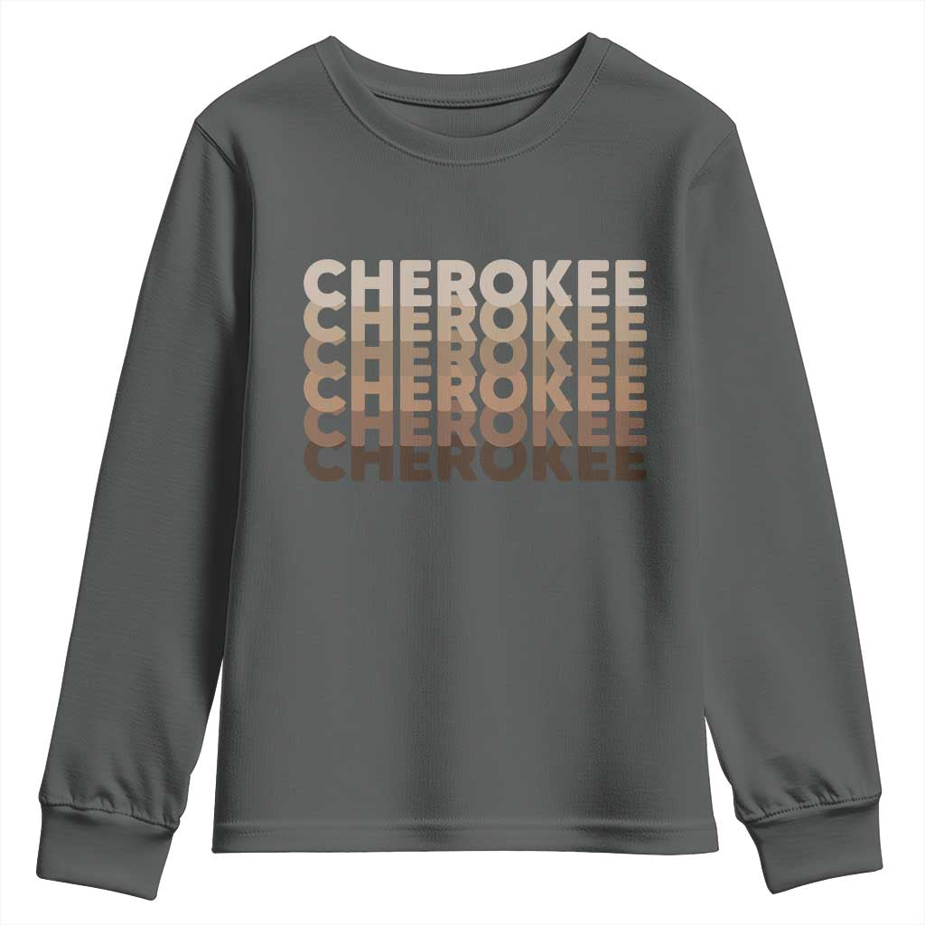 Vintage Cherokee Native Pride Stacked Typography Youth Sweatshirt