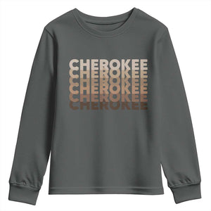 Vintage Cherokee Native Pride Stacked Typography Youth Sweatshirt