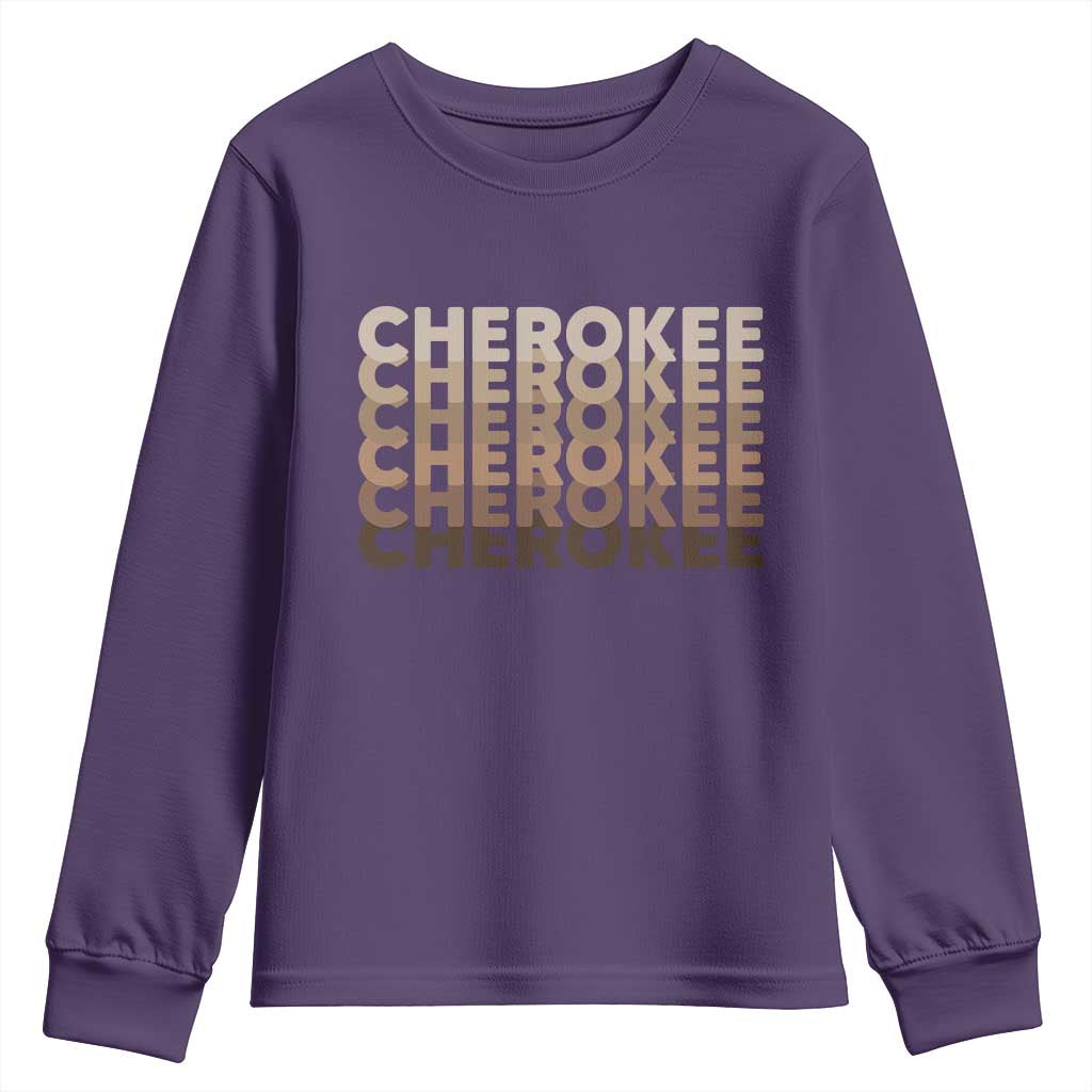 Vintage Cherokee Native Pride Stacked Typography Youth Sweatshirt