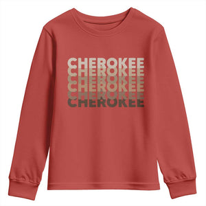 Vintage Cherokee Native Pride Stacked Typography Youth Sweatshirt