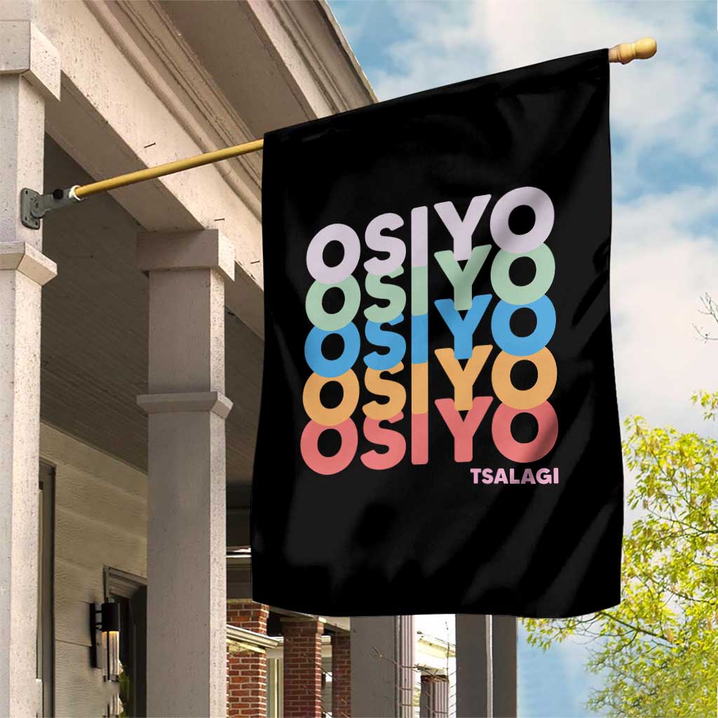 Osiyo Tsalagi Cherokee Native American Pride Garden Flag Retro Stacked Typography