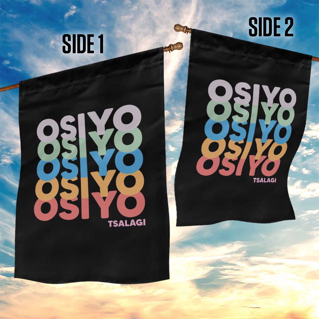Osiyo Tsalagi Cherokee Native American Pride Garden Flag Retro Stacked Typography