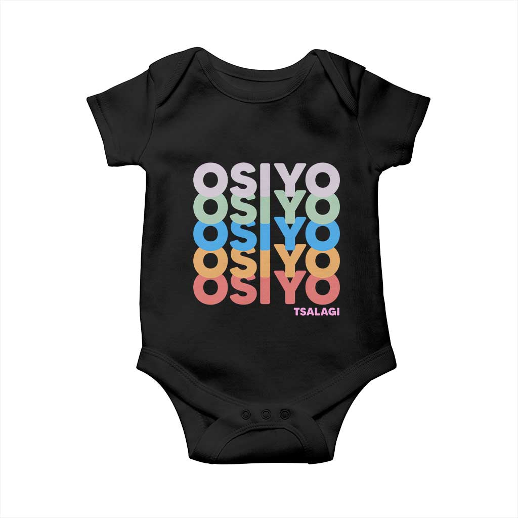 Osiyo Tsalagi Cherokee Native American Pride Baby Onesie Retro Stacked Typography