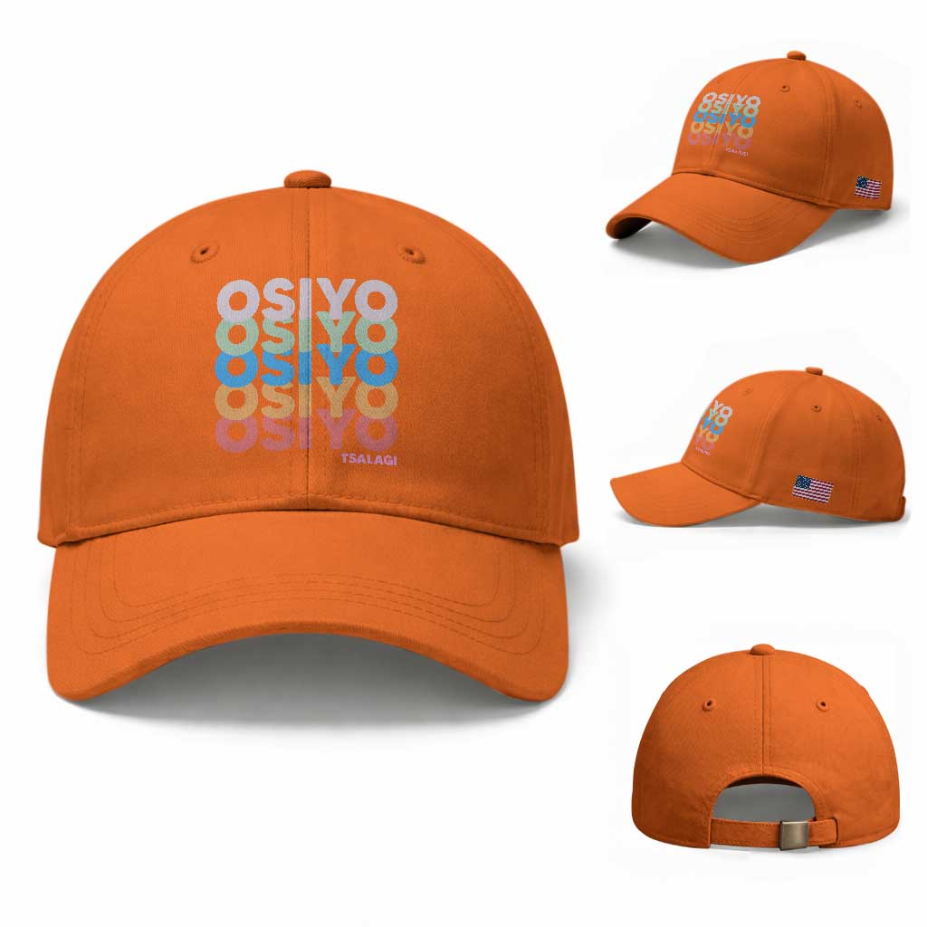 Osiyo Tsalagi Cherokee Native American Pride Baseball Cap Retro Stacked Typography
