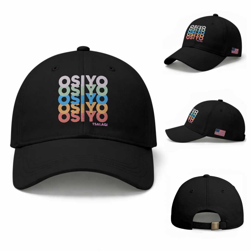 Osiyo Tsalagi Cherokee Native American Pride Baseball Cap Retro Stacked Typography