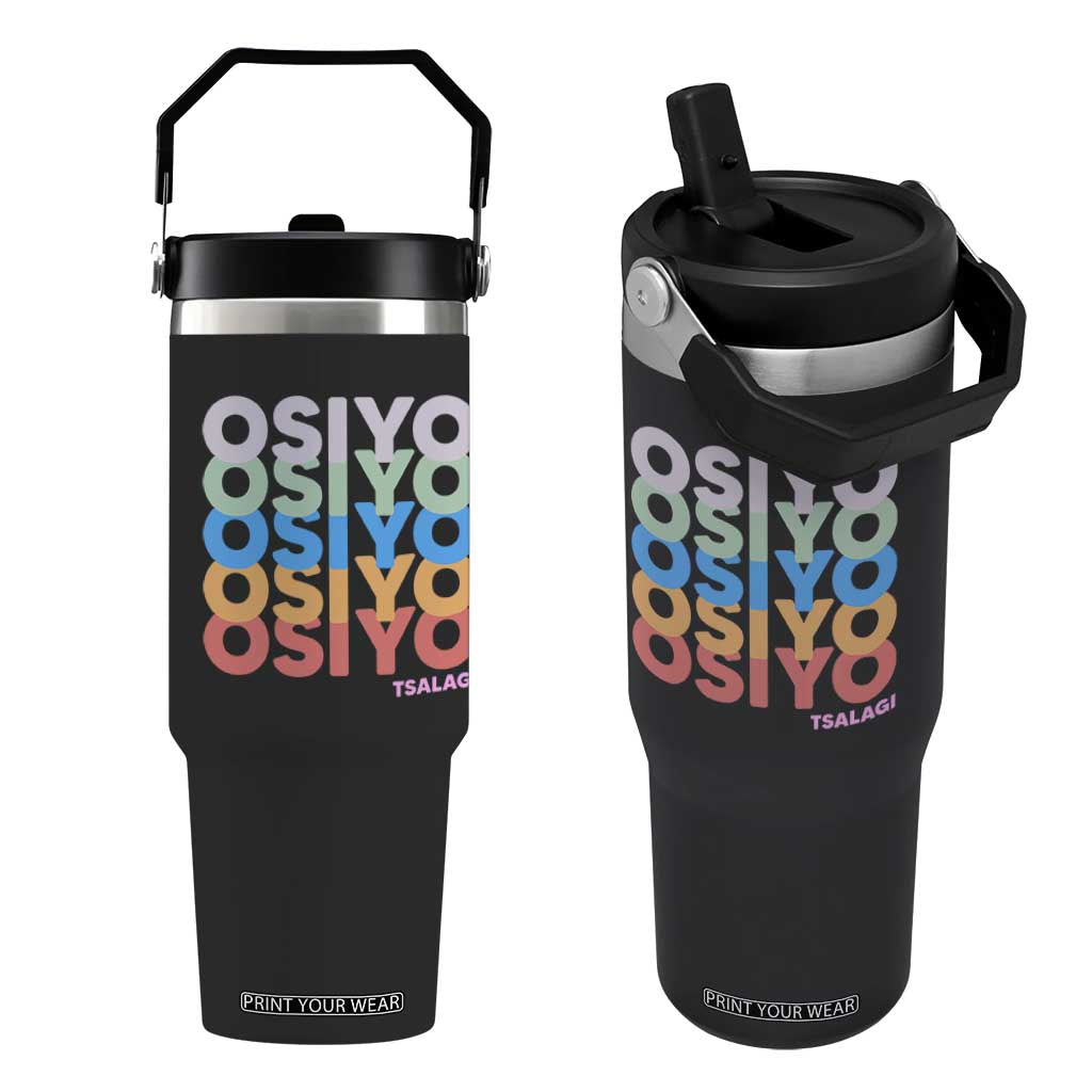 Osiyo Tsalagi Cherokee Native American Pride Flip Straw Tumbler Retro Stacked Typography