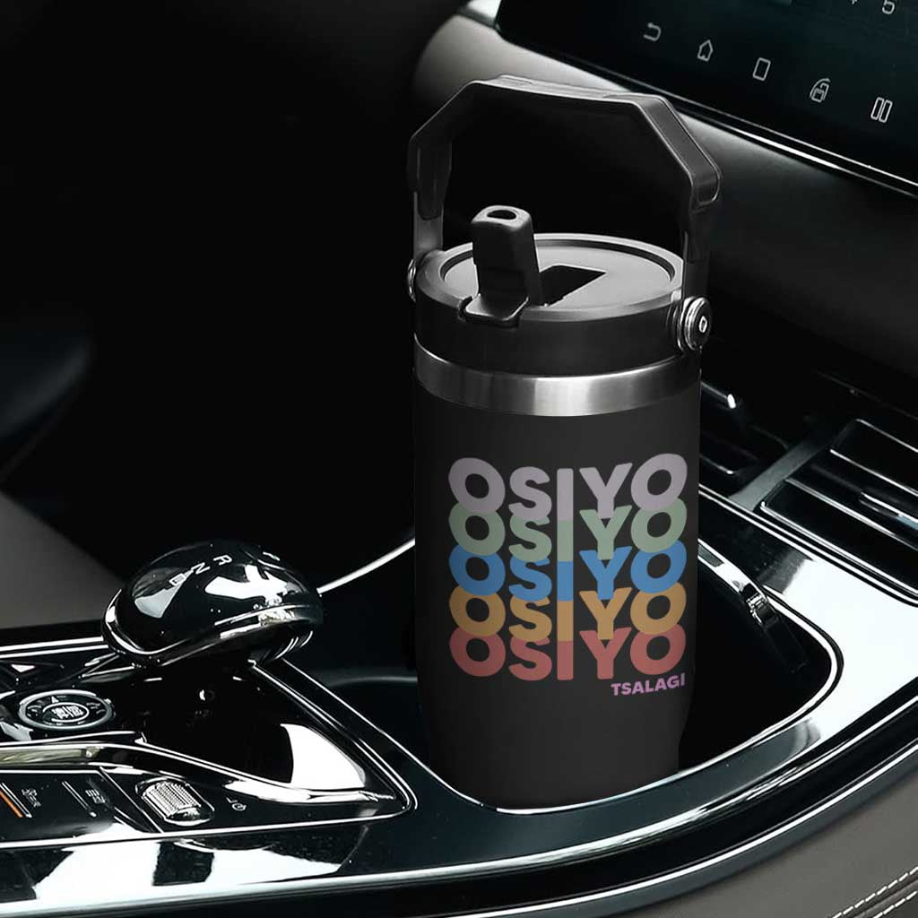 Osiyo Tsalagi Cherokee Native American Pride Flip Straw Tumbler Retro Stacked Typography