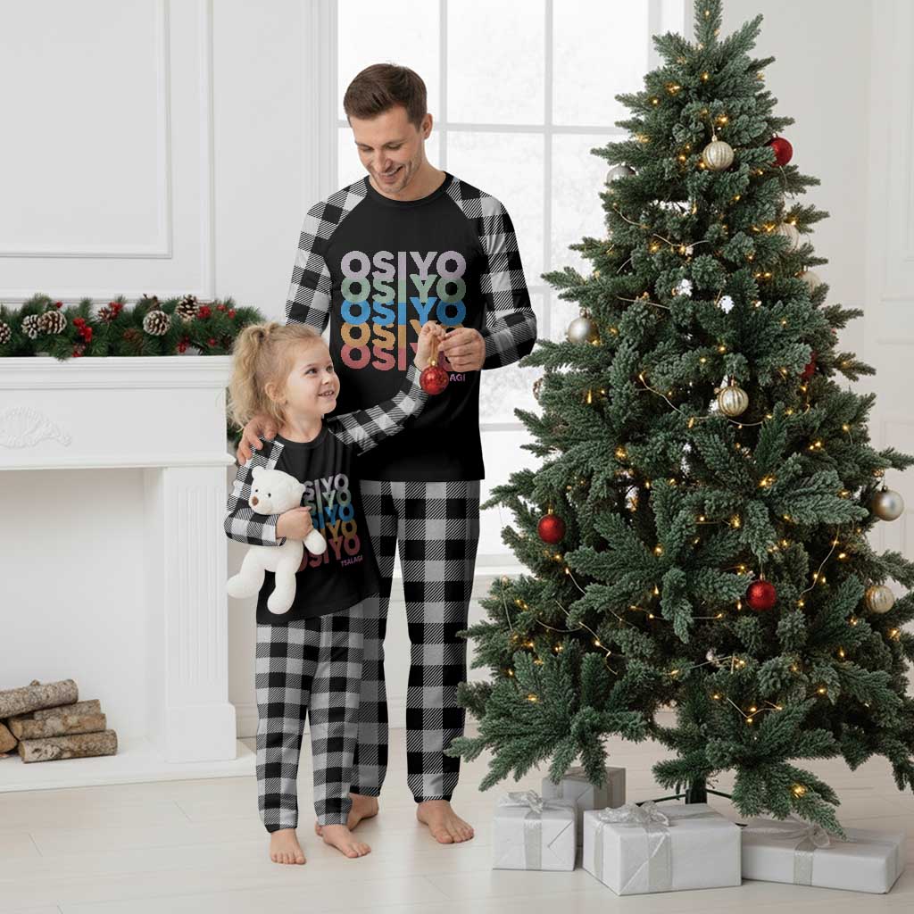 Osiyo Tsalagi Cherokee Native American Pride Plaid Pajama Set Retro Stacked Typography