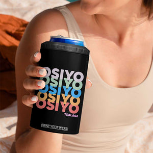 Osiyo Tsalagi Cherokee Native American Pride 4 in 1 Can Cooler Tumbler Retro Stacked Typography