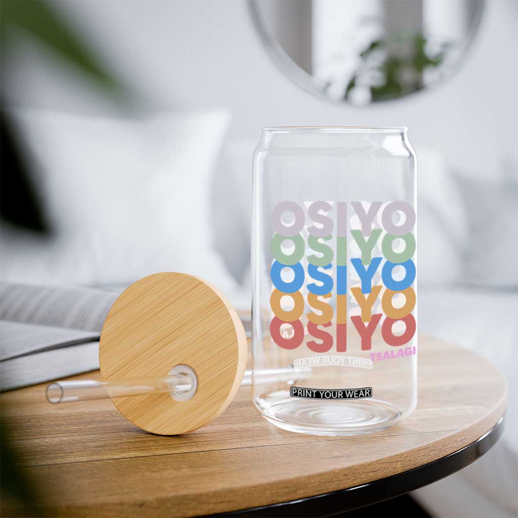 Osiyo Tsalagi Cherokee Native American Pride Glass Can Retro Stacked Typography