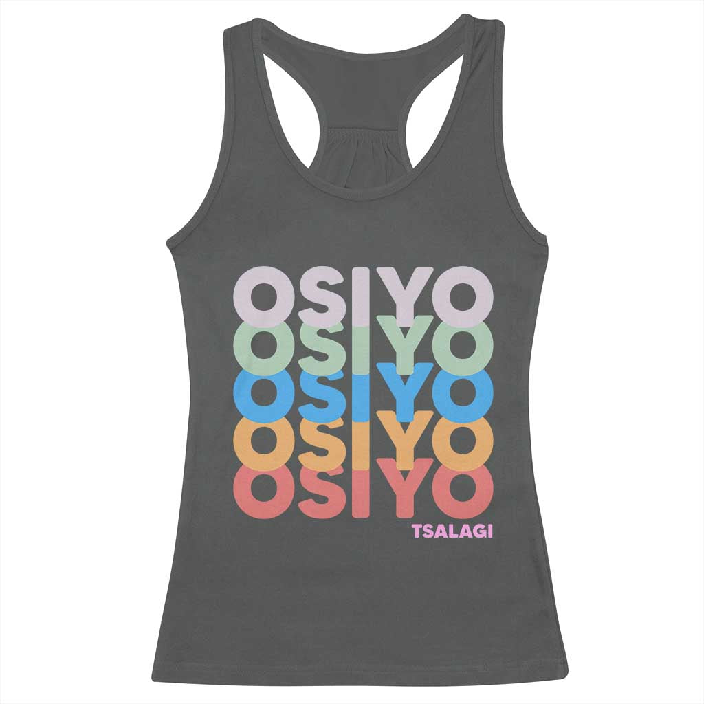 Osiyo Tsalagi Cherokee Native American Pride Racerback Tank Top Retro Stacked Typography