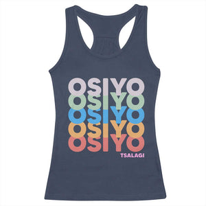Osiyo Tsalagi Cherokee Native American Pride Racerback Tank Top Retro Stacked Typography