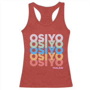 Osiyo Tsalagi Cherokee Native American Pride Racerback Tank Top Retro Stacked Typography