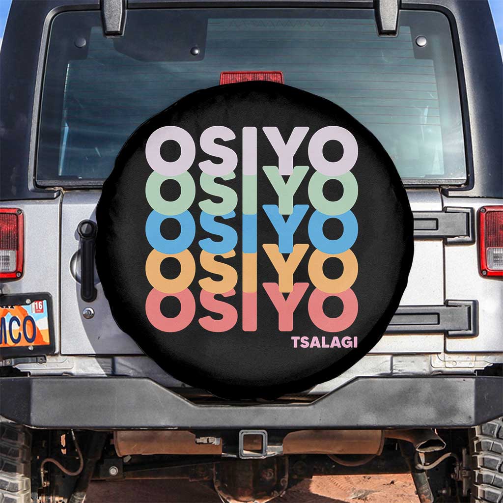 Osiyo Tsalagi Cherokee Native American Pride Spare Tire Cover Retro Stacked Typography