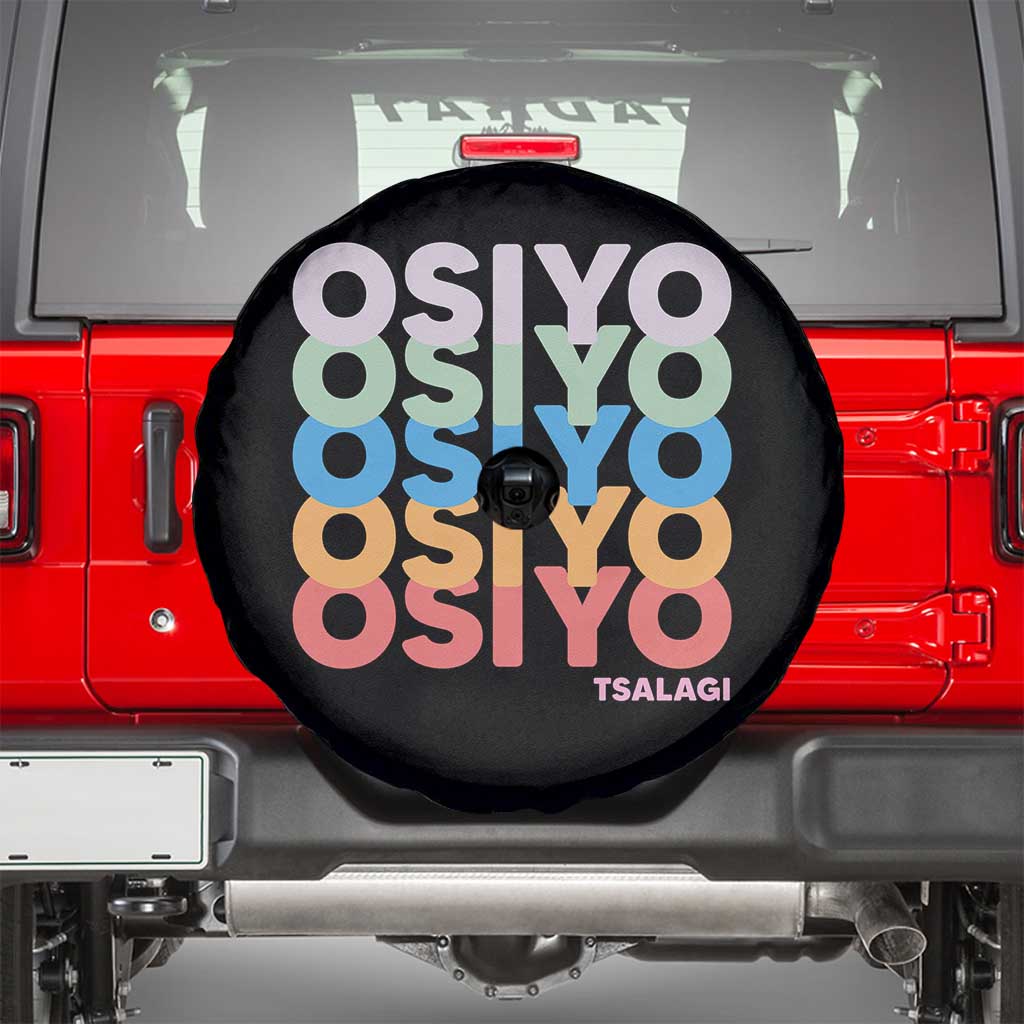 Osiyo Tsalagi Cherokee Native American Pride Spare Tire Cover Retro Stacked Typography