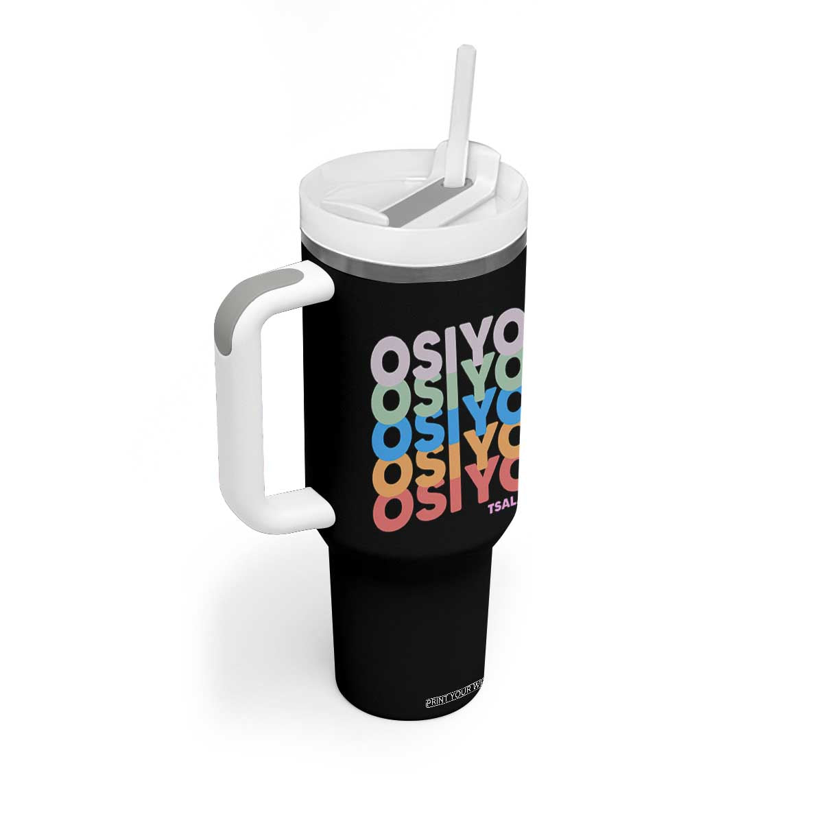 Osiyo Tsalagi Cherokee Native American Pride Tumbler With Handle Retro Stacked Typography