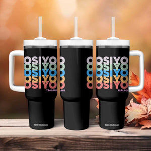 Osiyo Tsalagi Cherokee Native American Pride Tumbler With Handle Retro Stacked Typography
