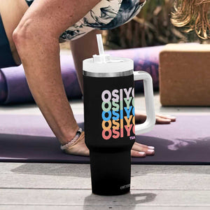 Osiyo Tsalagi Cherokee Native American Pride Tumbler With Handle Retro Stacked Typography