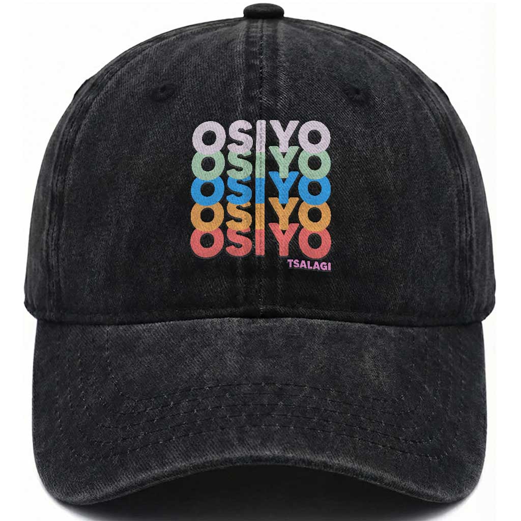 Osiyo Tsalagi Cherokee Native American Pride Washed Cotton Baseball Cap Retro Stacked Typography