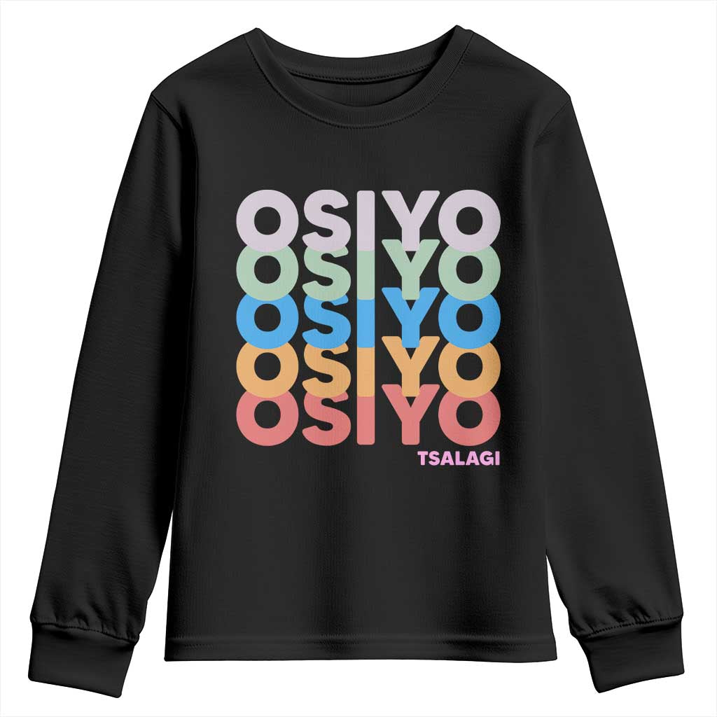 Osiyo Tsalagi Cherokee Native American Pride Youth Sweatshirt Retro Stacked Typography