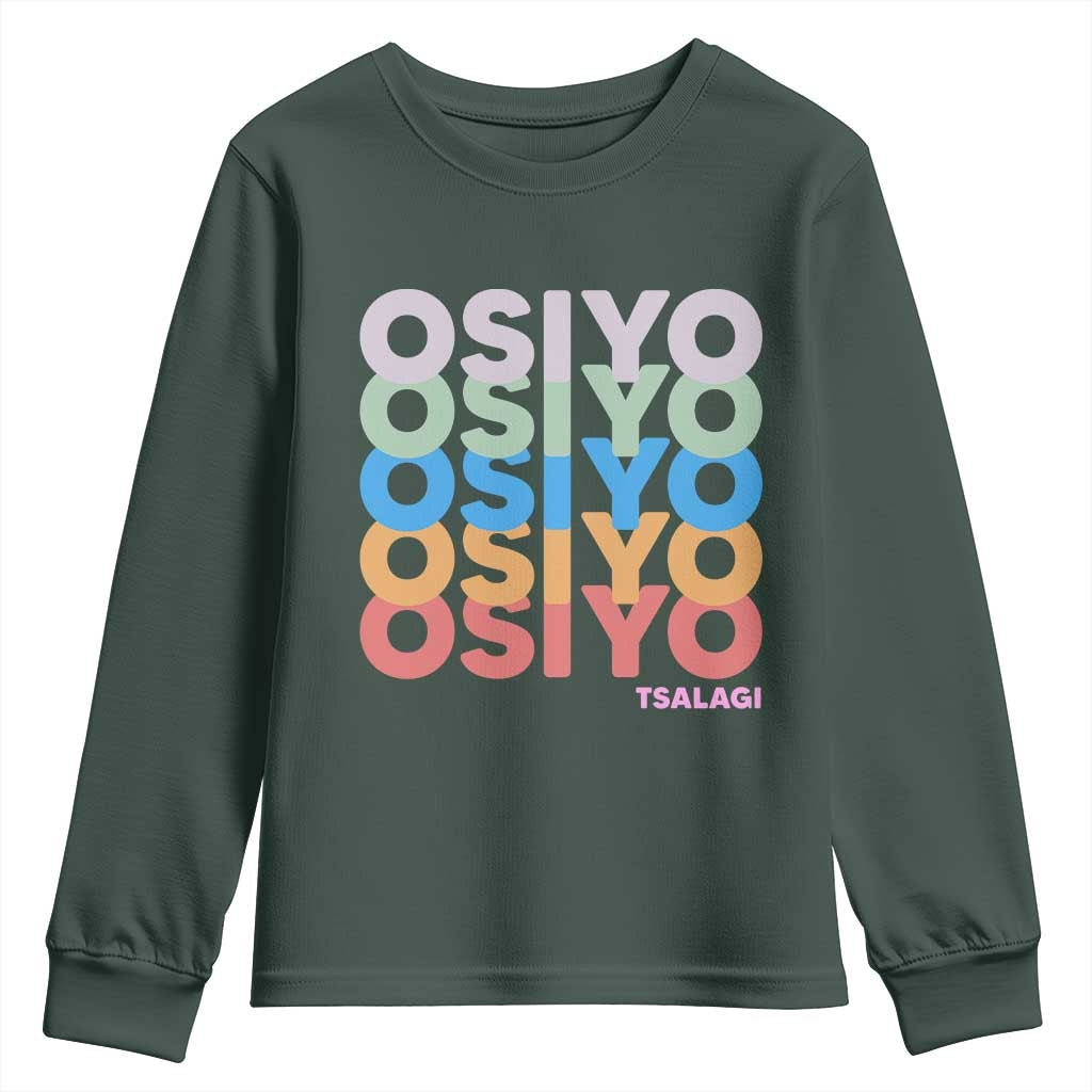 Osiyo Tsalagi Cherokee Native American Pride Youth Sweatshirt Retro Stacked Typography
