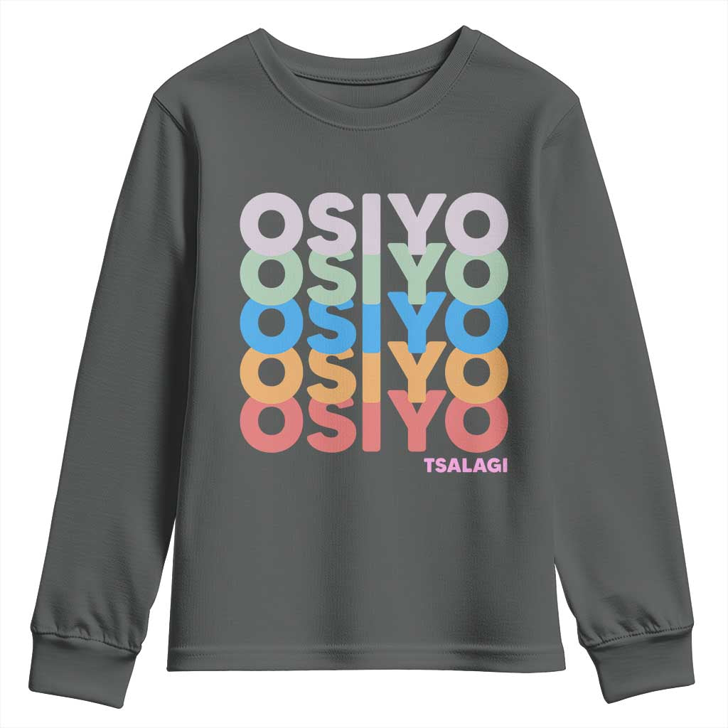 Osiyo Tsalagi Cherokee Native American Pride Youth Sweatshirt Retro Stacked Typography