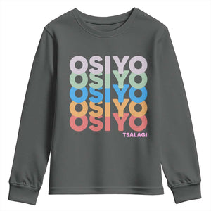 Osiyo Tsalagi Cherokee Native American Pride Youth Sweatshirt Retro Stacked Typography