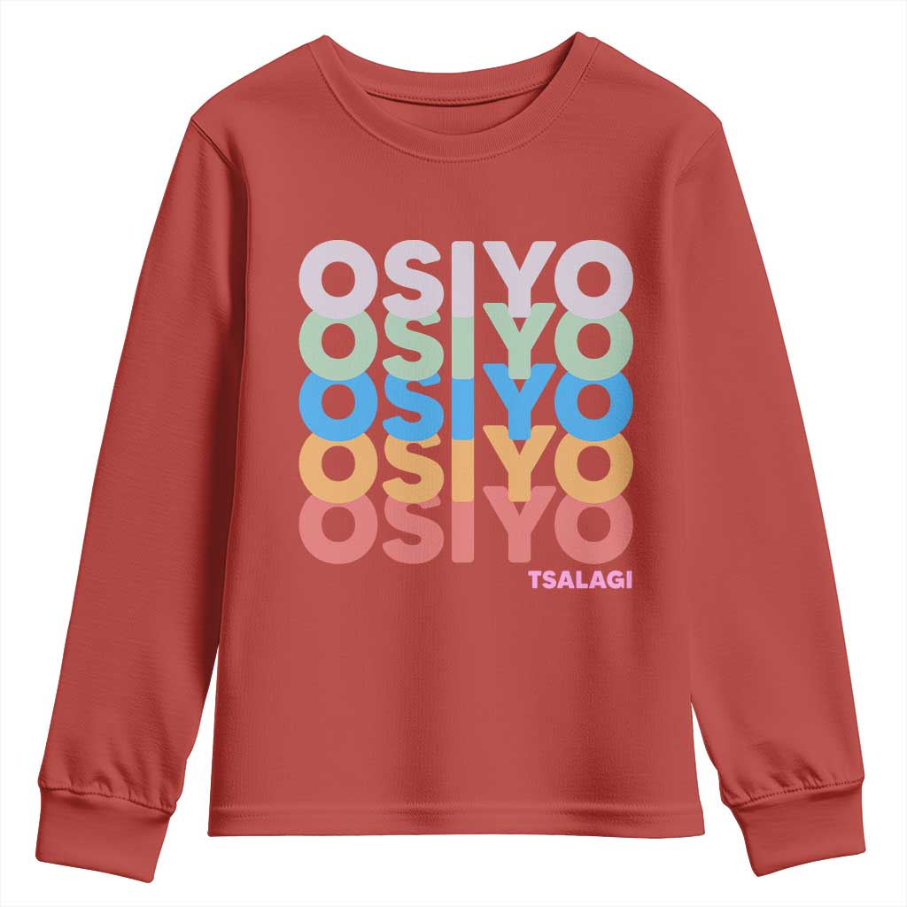 Osiyo Tsalagi Cherokee Native American Pride Youth Sweatshirt Retro Stacked Typography