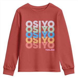 Osiyo Tsalagi Cherokee Native American Pride Youth Sweatshirt Retro Stacked Typography