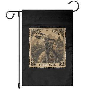 Cherokee Pride Strength Garden Flag Native American Vintage Postage Stamp Graphic
