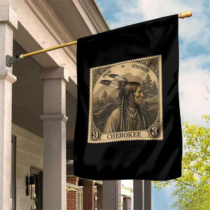 Cherokee Pride Strength Garden Flag Native American Vintage Postage Stamp Graphic