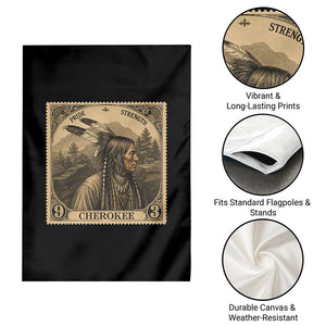 Cherokee Pride Strength Garden Flag Native American Vintage Postage Stamp Graphic