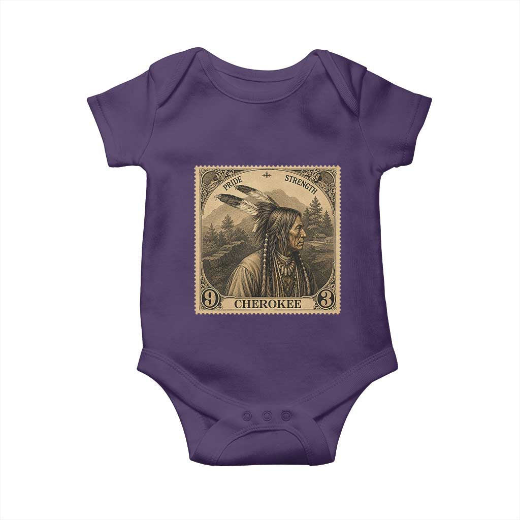 Cherokee Pride Strength Baby Onesie Native American Vintage Postage Stamp Graphic