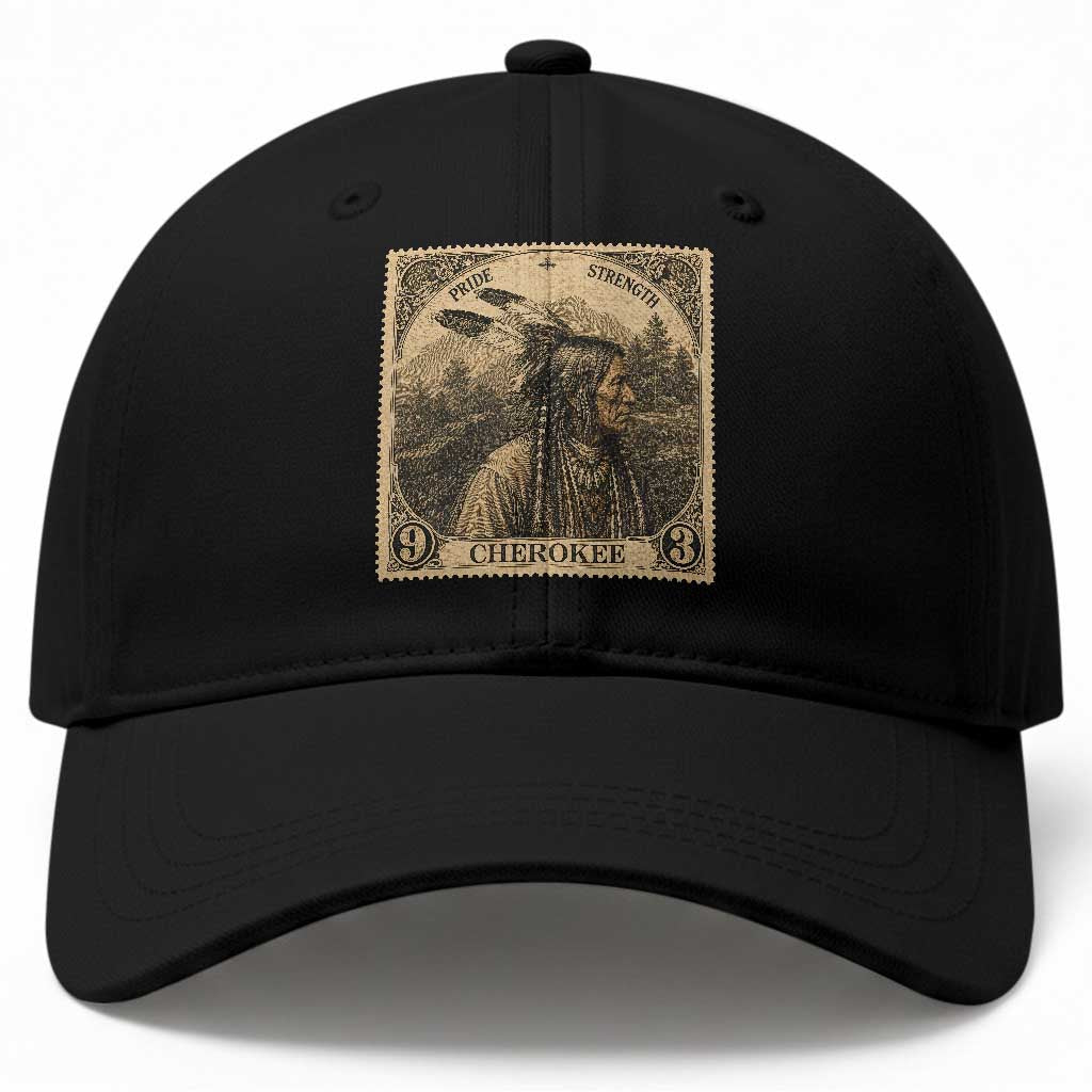 Cherokee Pride Strength Baseball Cap Native American Vintage Postage Stamp Graphic
