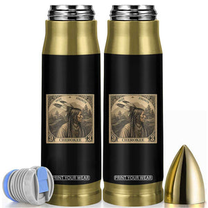 Cherokee Pride Strength Bullet Tumbler Native American Vintage Postage Stamp Graphic